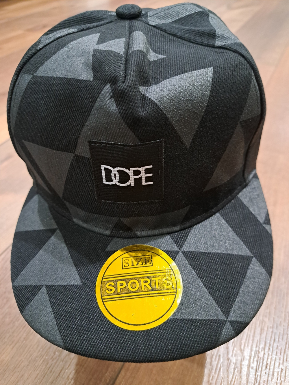 DOPE Geometric Snapback Hat Black Gray Flat Brim Streetwear Cap Adjustable Urban